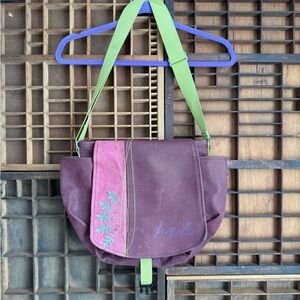 Purple and Green Women's Bag